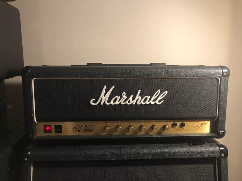 Watch Video David Hopkins MorningStar Mod Marshall JCM 800 2203 100 Watt 1988 Black & Gold image 1