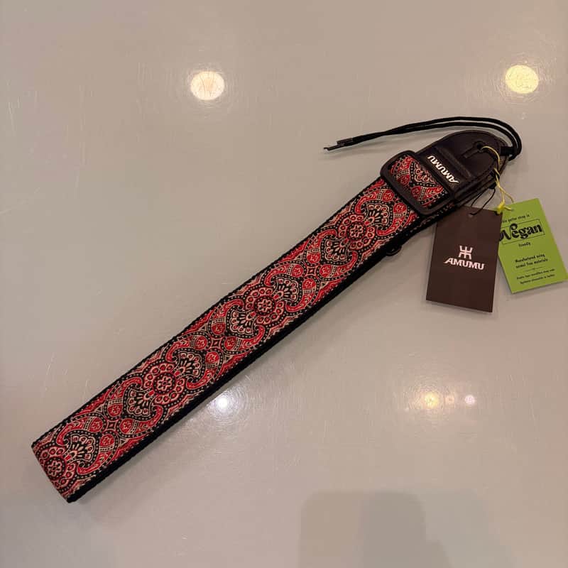 AMUMU Vegan Guitar Straps - Regal Paisley Red image 1