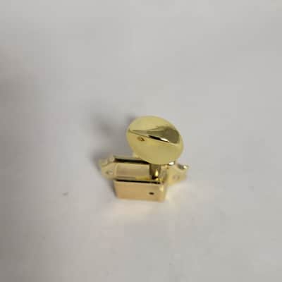 Gold vintage Kluson style tuning key with oval metal button 2010s - Gold image 2