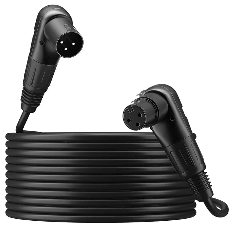 Right-Angle XLR Male to Right-Angle XLR Female Microphone Cable 10 Ft, Adjustable 90 Degree Pro Balanced Shielded 3 Pin DMX Patch Cord for Studio Audio&DJ Stage Live Recording&Speaker System image 1