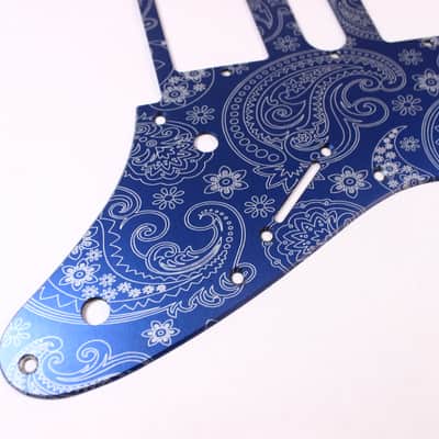 Brushed Blue Paisley Anodized Aluminum pickguard fits Ibanez (tm) RG550 Jem RG  HSH image 9