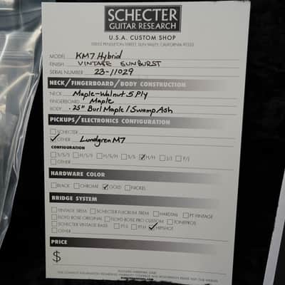 Schecter USA CUSTOM SHOP Keith Merrow KM-7 Hybrid – Vintage Sunburst 7-String w/ Black Tolex Merrow Case (2024) image 6
