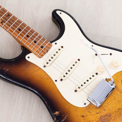 1957 Fender Stratocaster Vintage Guitar Sunburst w/ V Neck, Tweed Case image 7