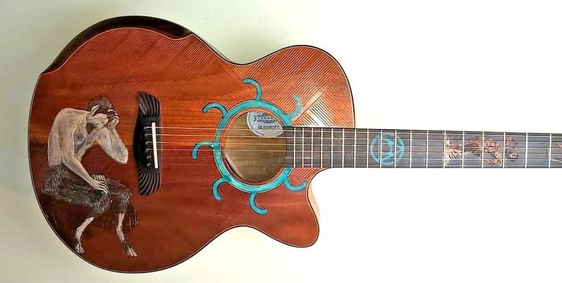 Acoustic Guitar Handmade by Blueberry, 6 String wood Pan God of the Wild Guitar, Custom Handcrafted Wooden Guitar, Grand Concert Guitar image 1