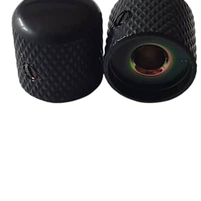 Set of 2 US Spec Dome Top Barrel Set Screw Knobs for Tele or P Bass - Black image 4