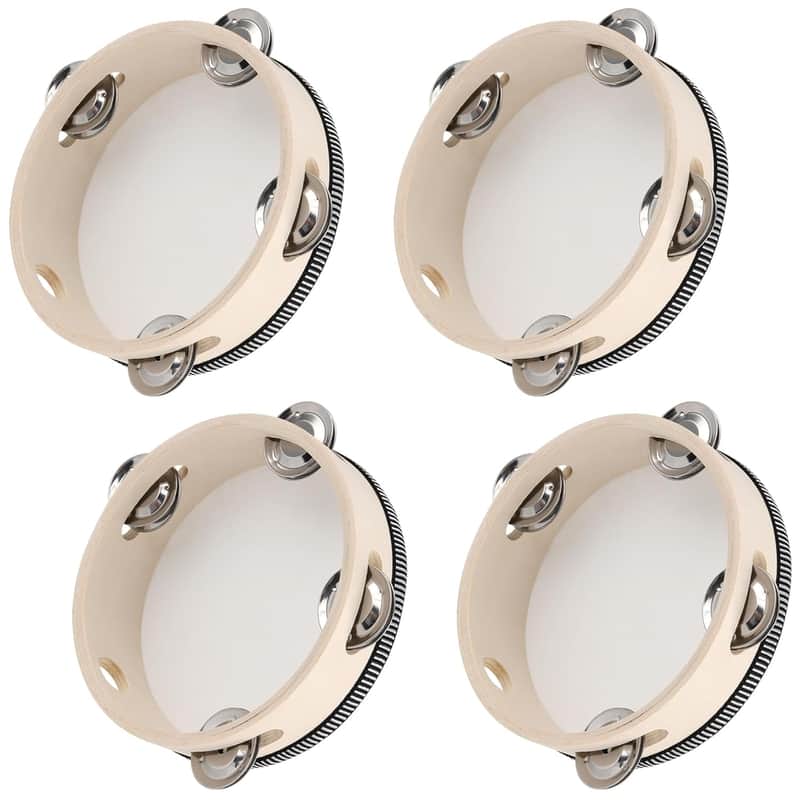 2025 Unbranded 4 Pcs Wooden Tambourine Drum, 6 Inch Wooden Tam...