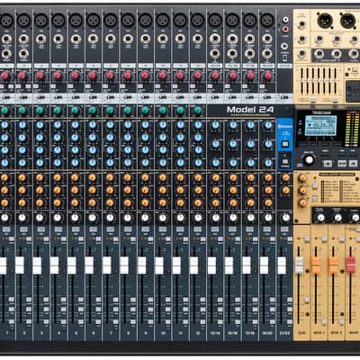 TASCAM Model 24 2020's - Black with multi-coloured knobs and Wood grain sides image 3