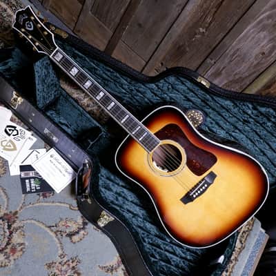 Guild USA D-55E Dreadnought - Antique Burst w/ Humidified Hard Case NAMM Display Guitar image 3
