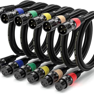 XLR Cables 3ft 6 Pack - Standard XLR Male to Female Microphone Cable with 3-Pin Balanced Shielded XLR Speaker Cable image 1