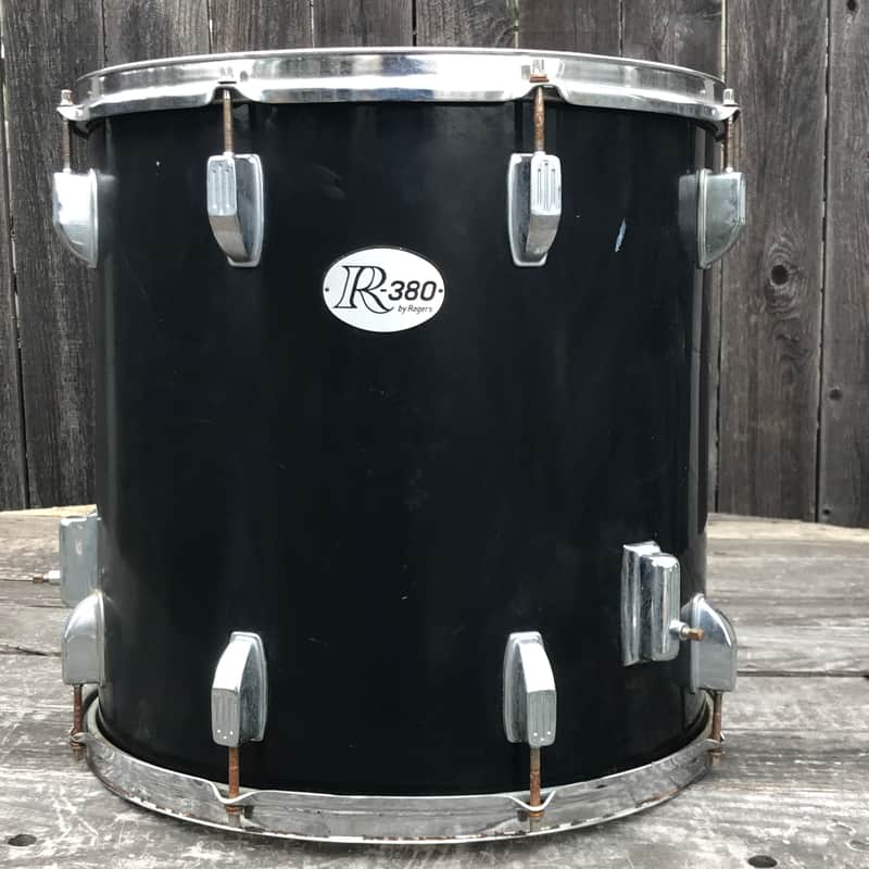 Rogers 16x16 R-380 Floor Tom (MIJ) 80’s - Black gloss wrap image 1