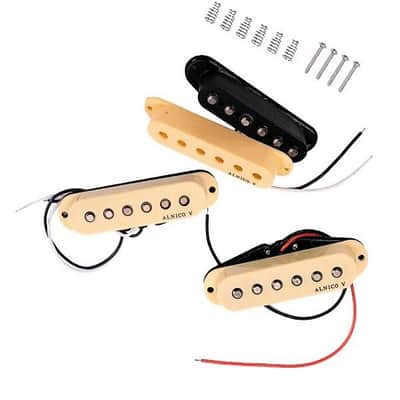 Cream Hot Texas Swamp Alnico V Single Coil Guitar Pickups Set for Stratocaster image 3