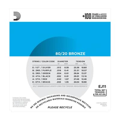 D'Addario A-Guit.Strings EJ11 12-53 80/20 Bronze - Acustic Guitar Strings image 3