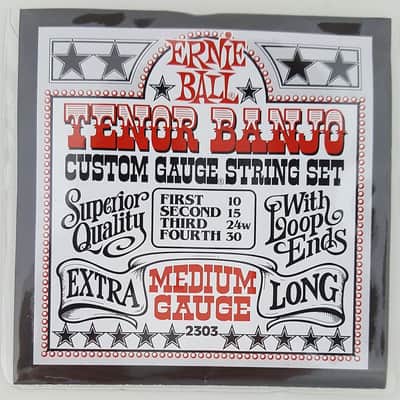 Ernie Ball 2303 Tenor Banjo Medium Stainless Steel Strings w/ Loop End (10-30)