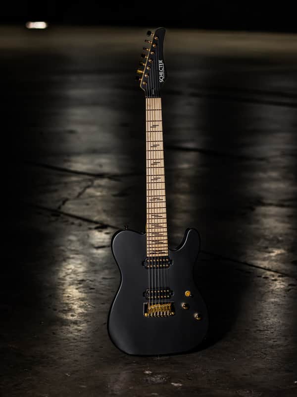 Schecter USA CUSTOM SHOP PT-7 Black Satin 7-String Electric Guitar w/ Black Tolex Case NOS image 1