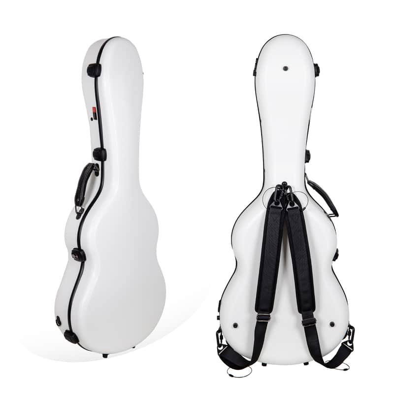 Crossrock Poly Carbon Case fits 4/4 Classical Guitars, Anti-scratch Flight Case in White image 1