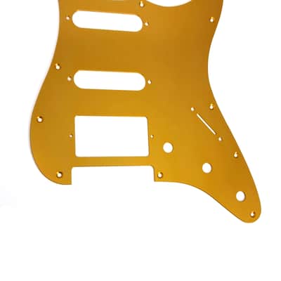 Brio Metal Anodized Aluminum Strat HSS Pickguard Scratch Plate Fits USA/Mexico Stratocaster - Gold image 1