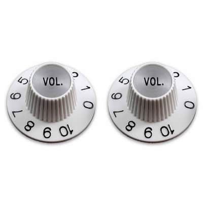 2 White Volume Witch Hat Knobs Silver reflector for US pots image 2