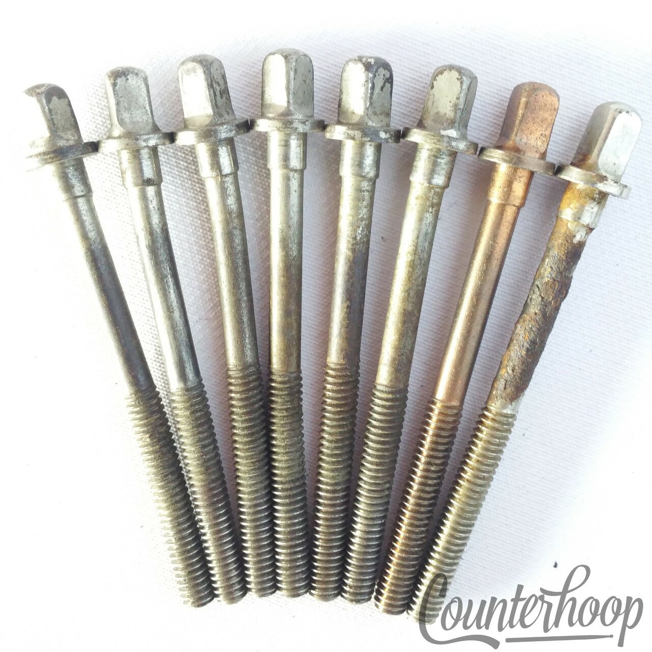 Leedy&Ludwig 8x 2 5/8" Snare/Tom Drum Tension T-Rods Nickel Plating Vintage 50s — main photograph