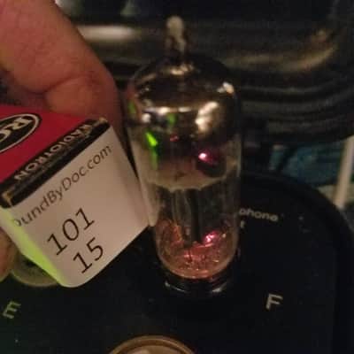RCA 12BH7A tNOS AT1000 TESTED Balanced! PI Vacuum Tube early half wing black plate 12BH7 dual triode 1953-1954 image 4