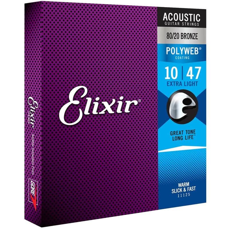 Elixir Bronze Acoustic Guitar String Set POLYWEB Coating Extra Light 10-47 image 1