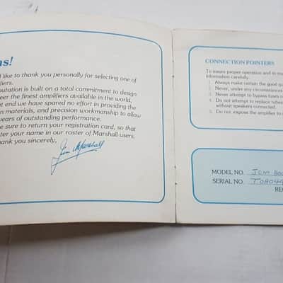 80's MARSHALL JCM 800 AMP / 4010 OWNERS MANUAL image 8