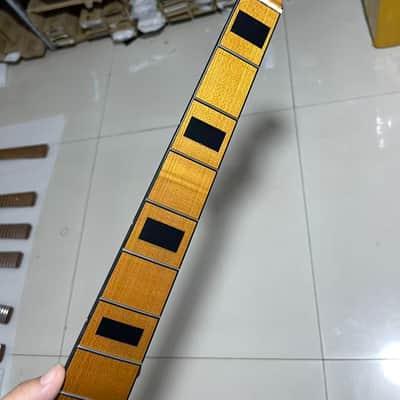 4-string electric bass neck tele jazz bass stainless steel 21 frets Roasted Maple guitar neck 34inch hole 18mm black block inlay image 2