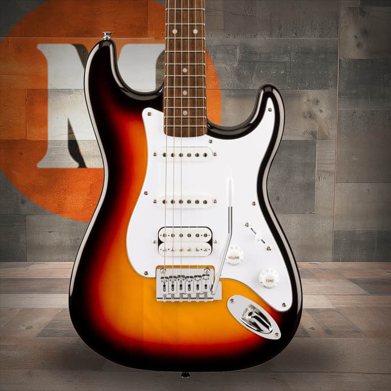 Squier Affinity Series Stratocaster Junior HSS - Laurel Fingerboard - White Pickguard - 3-Color Sunburst image 1