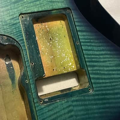 1987 Korean Ibanez RG250 Transparent Blue Flame Maple Guitar Body Powerocker Ready image 13