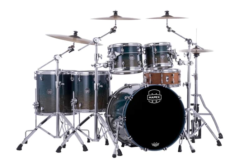 MAPEX SE628XBOE SATURN EVOLUTION 5PC BIRCH/WALNUT 22B-10-12-14-16 EXOTIC AEGEAN FADE image 1