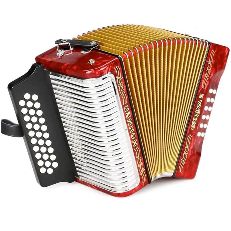 Hohner Corona II Accordion FBbEb, Red w/Case image 1