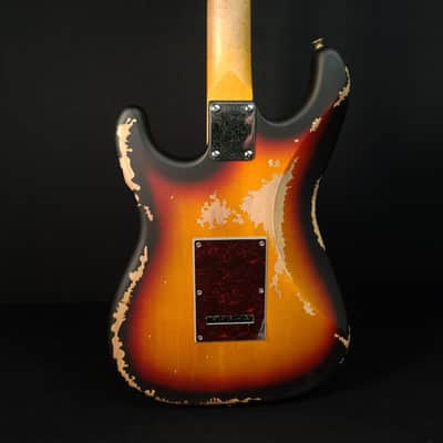Vintage V6HMRSB HSS Icon Aged Relic Electric Guitar Gloss Sunburst image 5