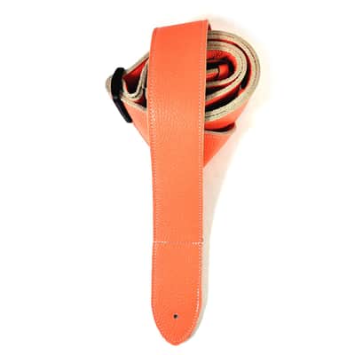 Coral Leather Premium Leather Guitar Strap- Light Orange Leather Guitar Strap-100% Leather Guitar Strap- Acoustic, Electric Bass Guitars image 5