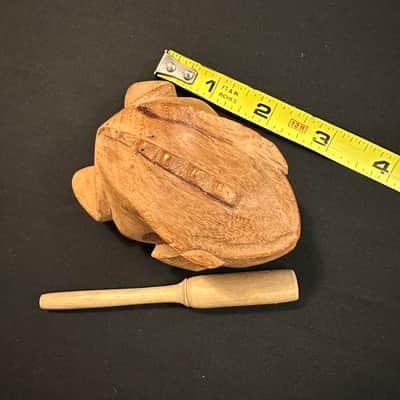 Handmade 3.5" Frog Guiro Scraper Rasper, Rhythm Fusion, with Beater-MINT image 1