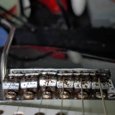 Vintage Fender 007-5123-049 American Standard Stratocaster Bridge Saddles (6) 1990s - Chrome - from MIM strat Relic’d OLD Real aged by years image 10