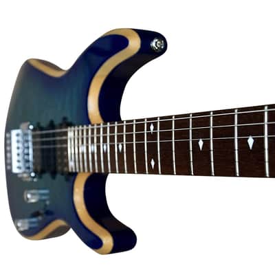 Bootlegger Guitar Royal HHH, Floyd Rose Double Locking Tremolo Blue Clear Quilted Maple finish, Stiletto Hard Case image 20