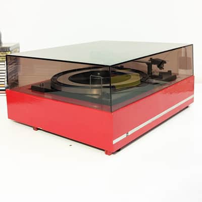 Dual 1209 Idler Drive Turntable - Serviced & Lubricated - Custom Red Plinth - w/ Shure M71 & Dual TVV46 Preamp image 5