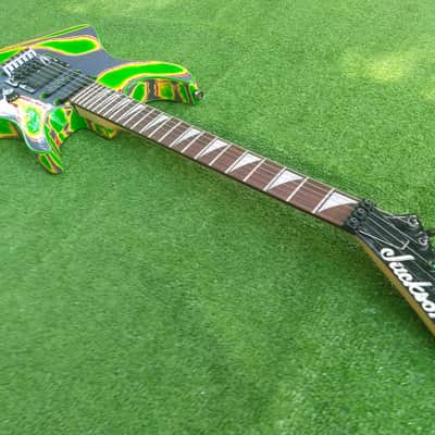 VINTAGE 90S MIJ JAPAN JACKSON DK CUSTOM FINISH PROJECT SUPER STRAT DINKY HSS 22 JUMBO FRETS FLOYD ROSE 1990s ORIGINAL FACTORY CUSTOM TIE DYE FINISH image 1