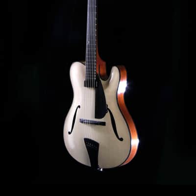 Timothy Bram Mahogany Thin Line Tribute Archtop Model # 15, near Mint condition, 14 1/2" Lower Bout Natural image 15