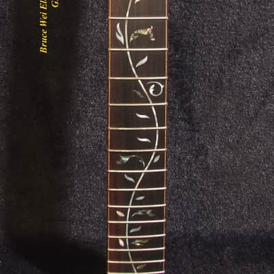Gift for Fender Guitar player - Handcrafted Electric Guitar Replacement Strat Neck, Solid Macassar Ebony, Vine Inlay, Bruce Wei GN-2113 image 6