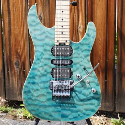 Schecter Japan PROTOTYPE EX-V-24 LTM/FRT M/M BKCH / 3AG - AQUA 6-String w/ Molded Case image 5