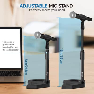 Desktop Mic Stand, Adjustable Microphone Stand Desk with Upgrade Microphone Clip Max Clamping Range 60mm,Pop Filter,Cell Phone Clip,3/8"to 5/8" Metal Adapter for Blue Yeti Snowball & Other Mic image 5