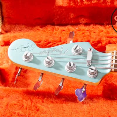 1997 Fender Roscoe Beck V 5-String Bass Teal Green Metallic OHSC image 3