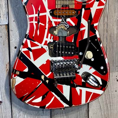 2021 EVH Striped Series Frankie Red / White / Black Stripes Relic , In Stock Best Deal on the Planet image 3