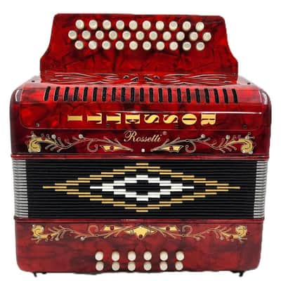 Rossetti 31-Button Diatonic Accordion 12 Bass FBE Red – 3112-FBE-RD image 2