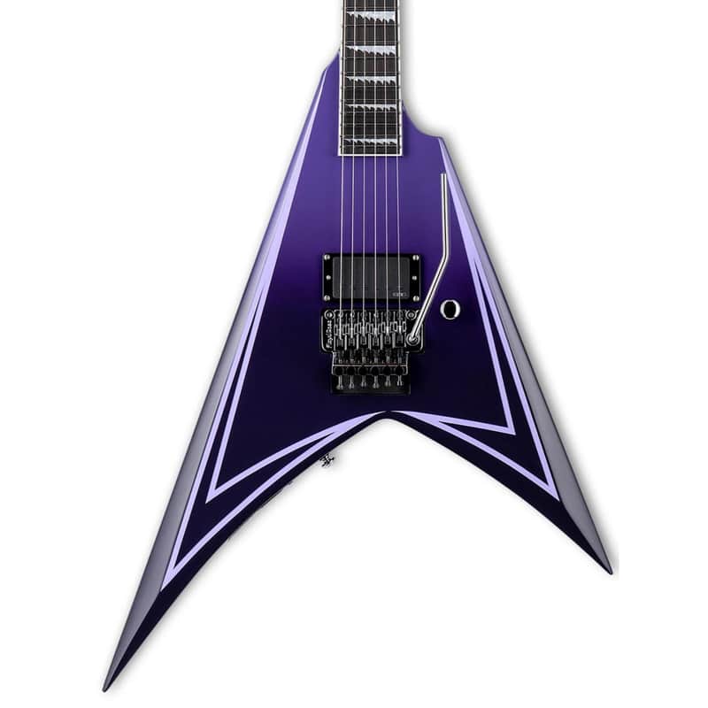 ESP LTD Alexi Laiho Hexed Sawtooth Guitar w/ EMG Passive Pickup & Form Fit Case - Purple Fade w/ Pinstripes image 1