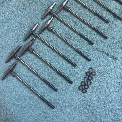 Slingerland Lot of  10 Vintage Torpedo Bass Drum T Tension 4 1/4” Rods 60s - Chrome image 1