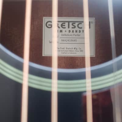 Gretsch Jim Dandy | Deltoluxe Parlor | All Satin finish Black top over Mahogany | Serial No. IWA2418645 image 25
