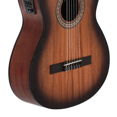 Caballero by MR CA-MM-S Principio Series Stage Solid Mahogany Top Okoume Neck 4/4 Size Flamenco Cutaway 6-String Nylon Classical Acoustic-Electric Guitar image 3
