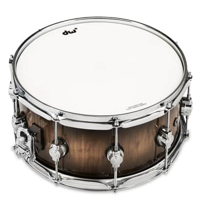 DW 6.5x14 DWe Candy Black Burst over Curly Maple Exotic Snare Drum image 4