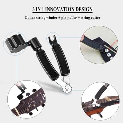 Guitar String Winder Cutter Pin Puller - 3 In 1 Multifunctional Guitar Maintenance Tool/String Peg Winder + String Cutter + Pin Puller Instrument Accessories (Style-A) image 2
